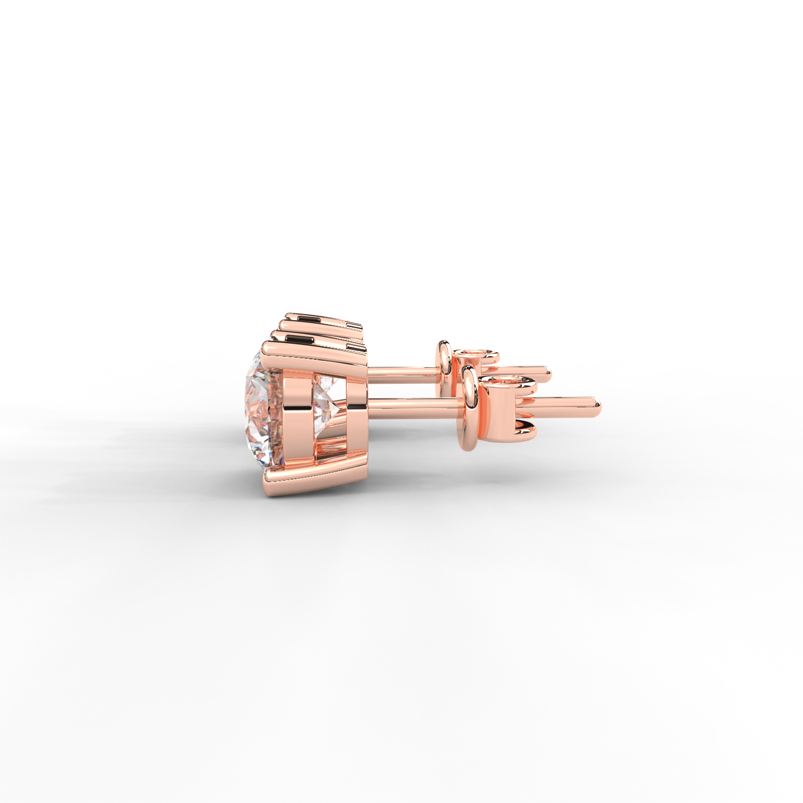 1 CARAT Round Moissanite Four Prong Screw-Back Earrings in 14K White Gold Plated