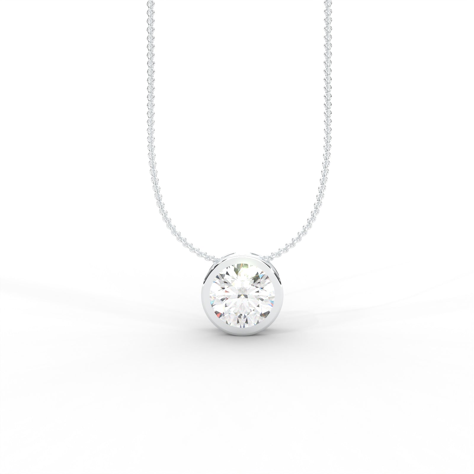 Round Moissanite Bezel Set Solitaire Pendant - 1 CARAT in 14K Yellow Gold Plated