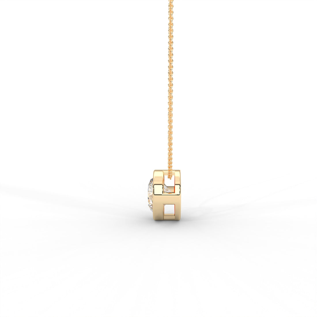 Round Moissanite Bezel Set Solitaire Pendant - 1 CARAT in 14K Yellow Gold Plated