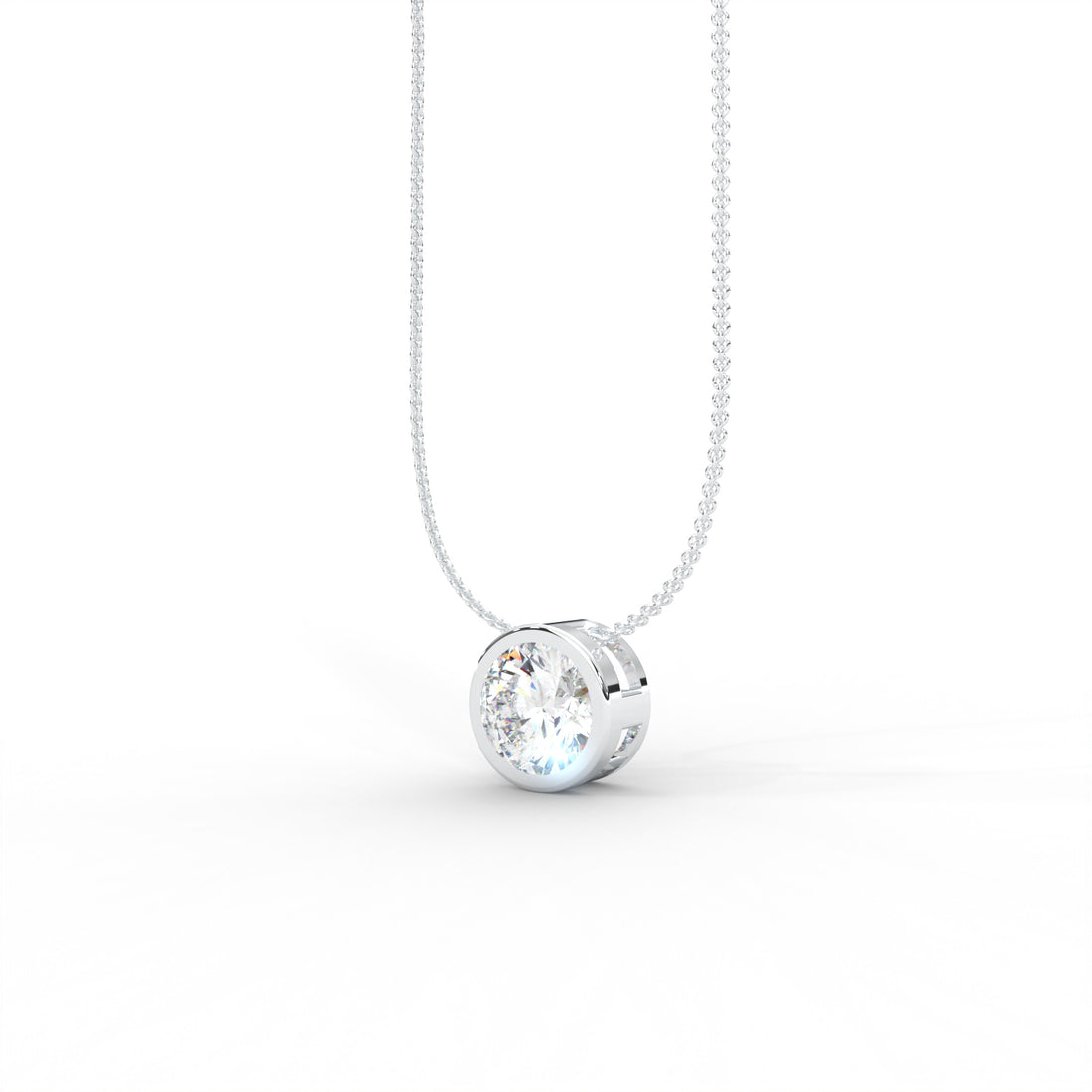Round Moissanite Bezel Set Solitaire Pendant - 1 CARAT in 14K Yellow Gold Plated