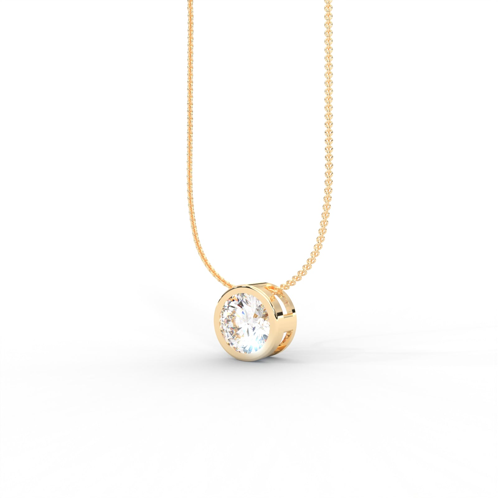 Round Moissanite Bezel Set Solitaire Pendant - 1 CARAT in 14K Yellow Gold Plated