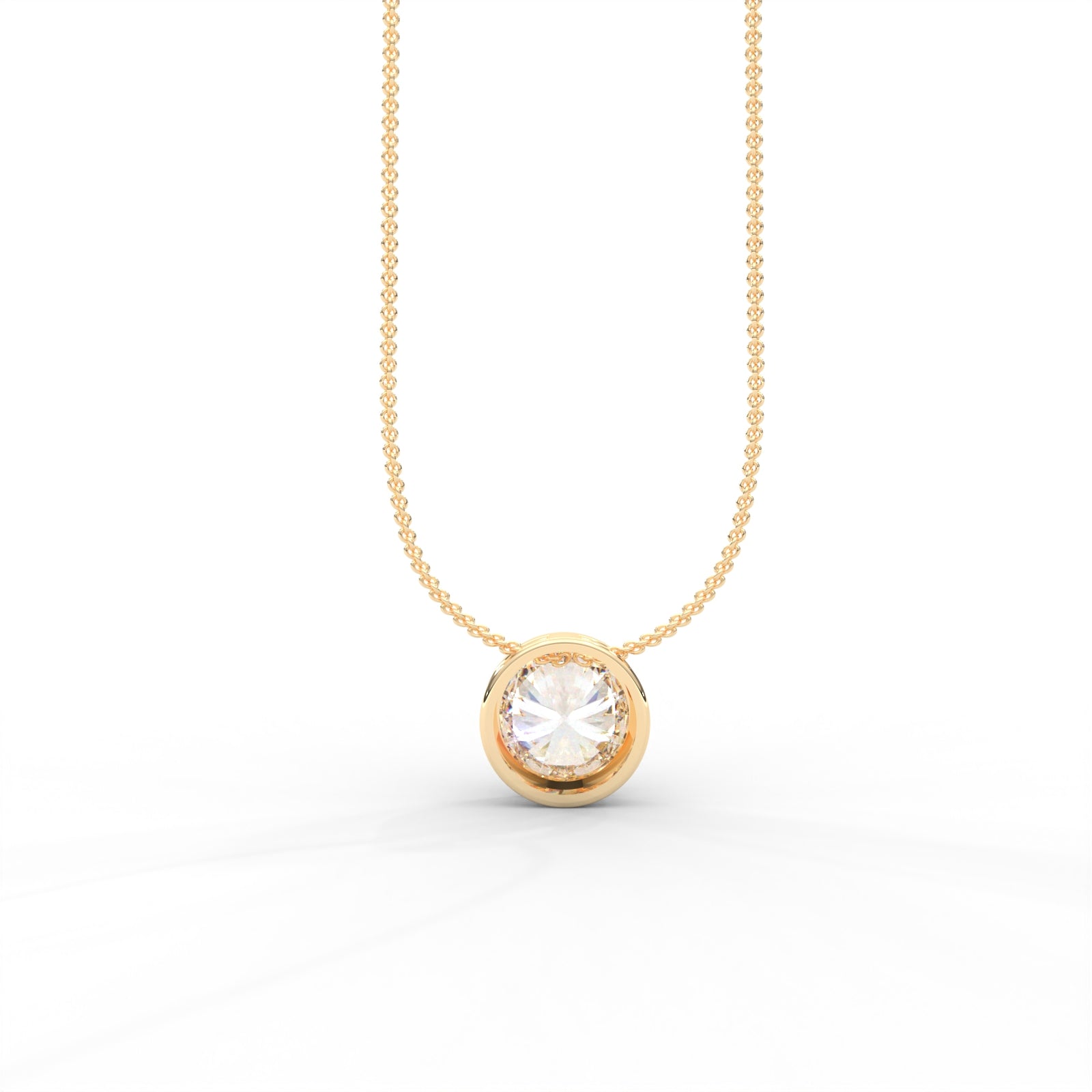 Round Moissanite Bezel Set Solitaire Pendant - 1 CARAT in 14K Yellow Gold Plated