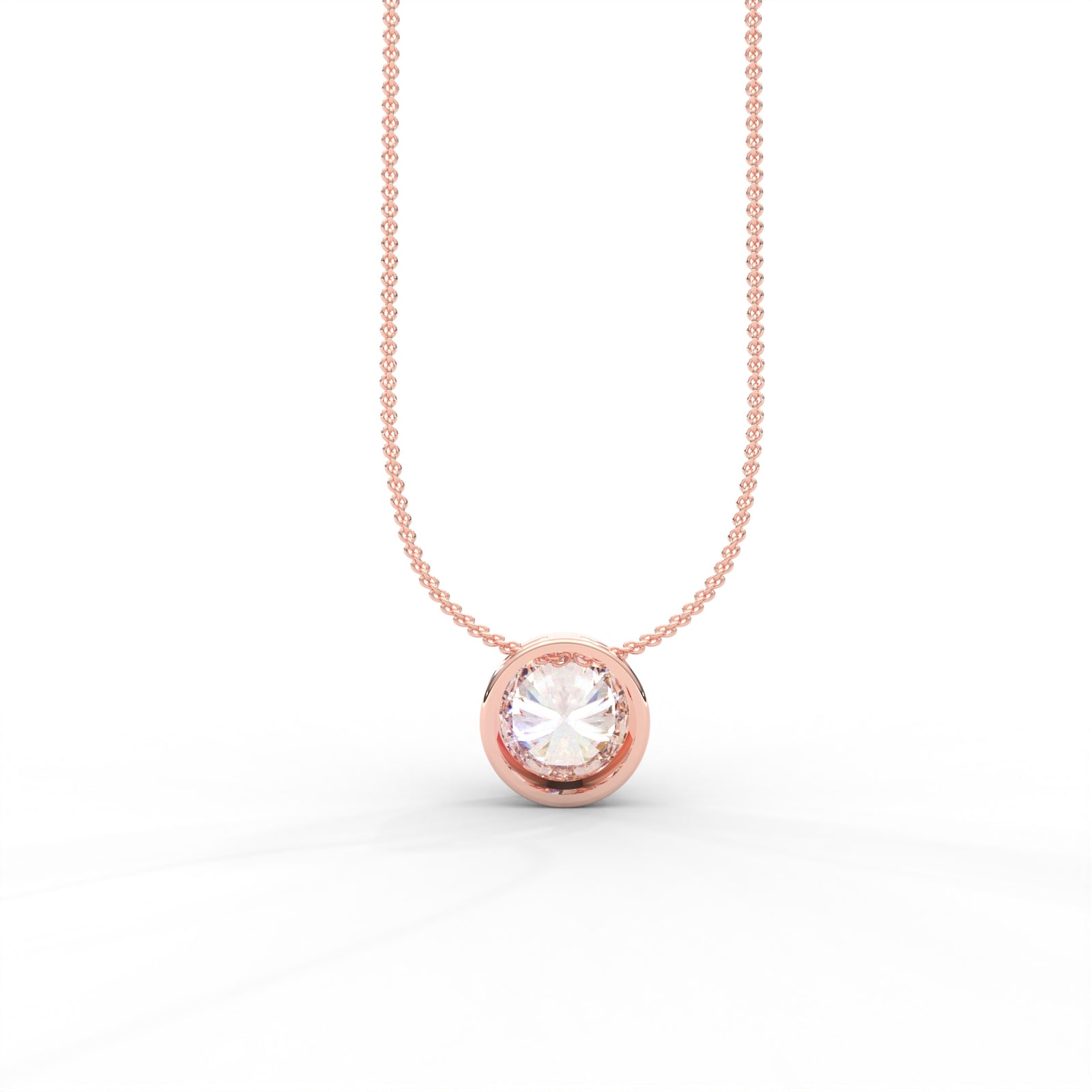 Round Moissanite Bezel Set Solitaire Pendant - 1 CARAT in 14K Yellow Gold Plated