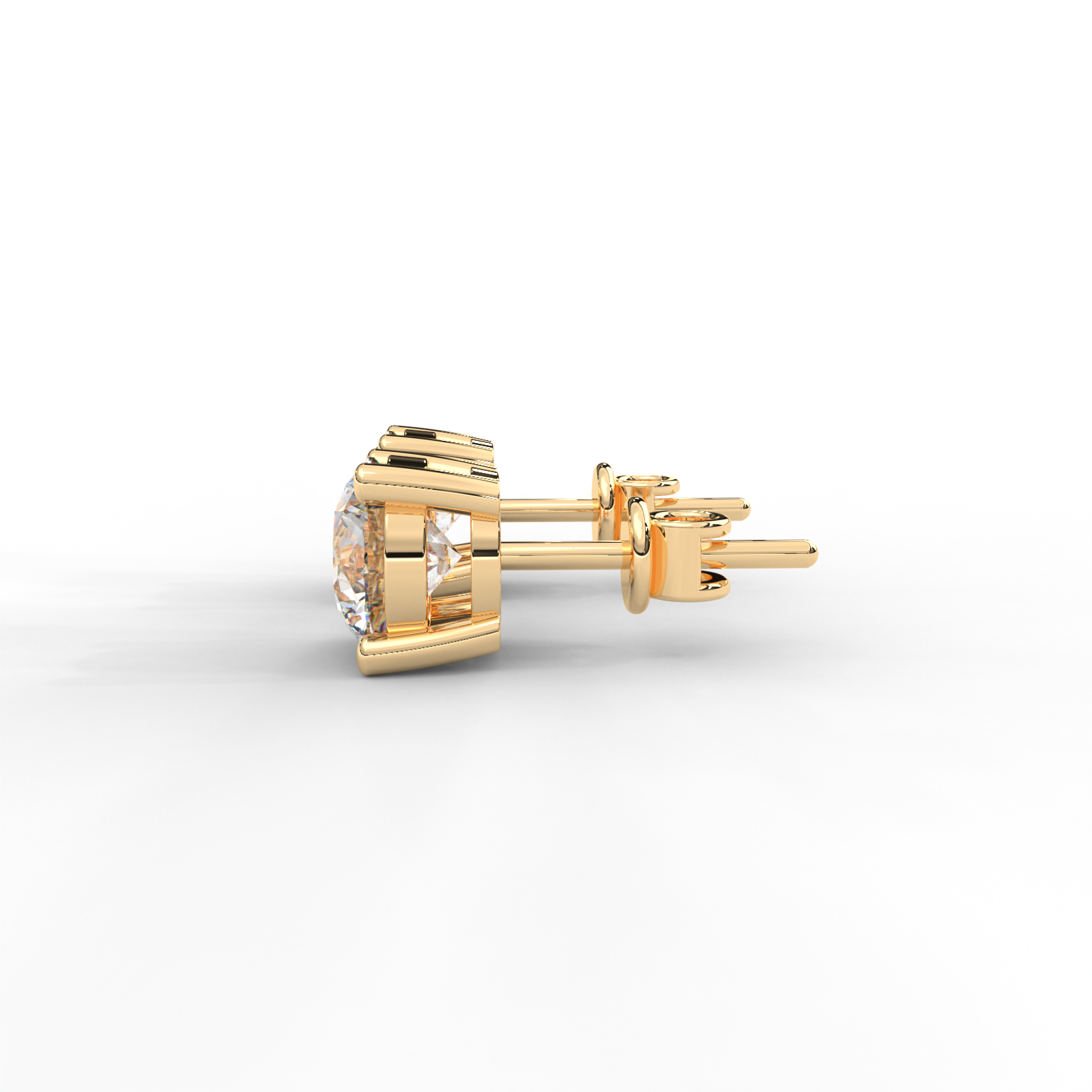 1 CARAT Round Moissanite Four Prong Screw-Back Earrings in 14K White Gold Plated