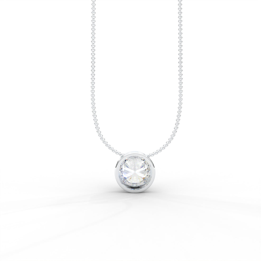 Round Moissanite Bezel Set Solitaire Pendant - 1 CARAT in 14K Yellow Gold Plated