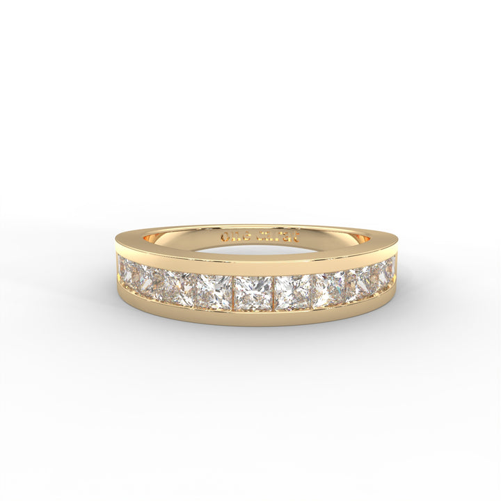1 CARAT Square Moissanite Channel Set Anniversary Band Ring in 14K White Gold Plated
