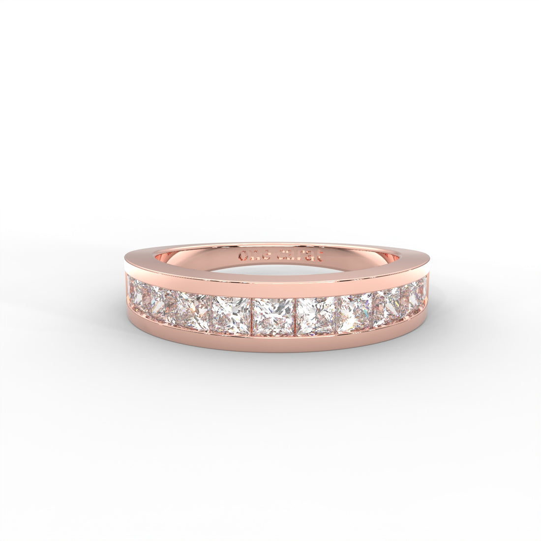 1 CARAT Square Moissanite Channel Set Anniversary Band Ring in 14K White Gold Plated