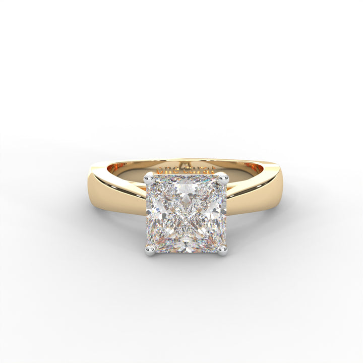 Princess Moissanite Four Prong Solitaire Ring - 1 CARAT in 14K White Gold Plated