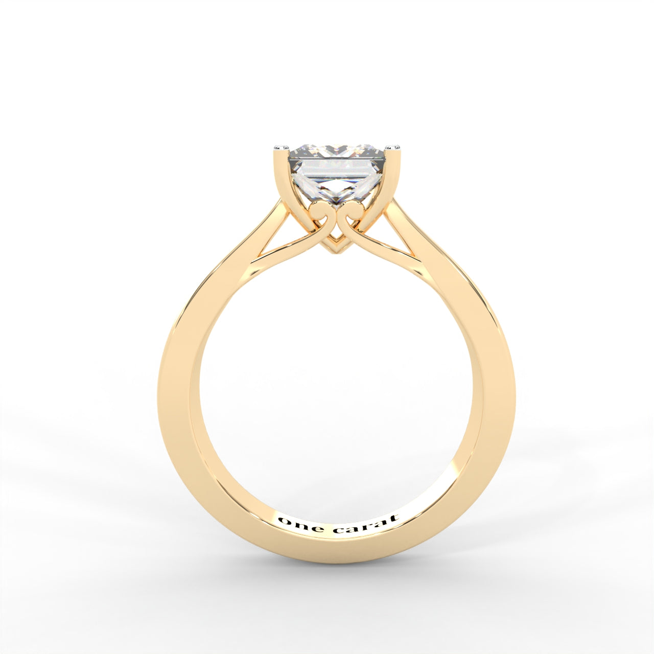 Princess Moissanite Four Prong Solitaire Ring - 1 CARAT in 14K White Gold Plated