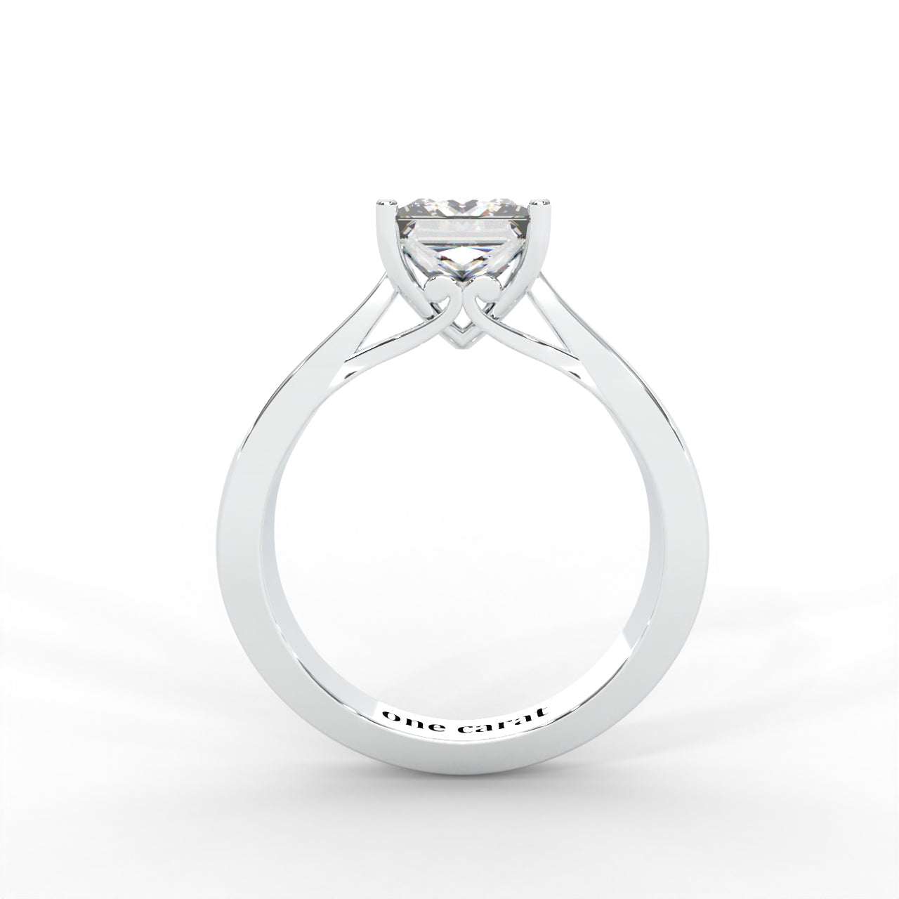 Princess Moissanite Four Prong Solitaire Ring - 1 CARAT in 14K White Gold Plated