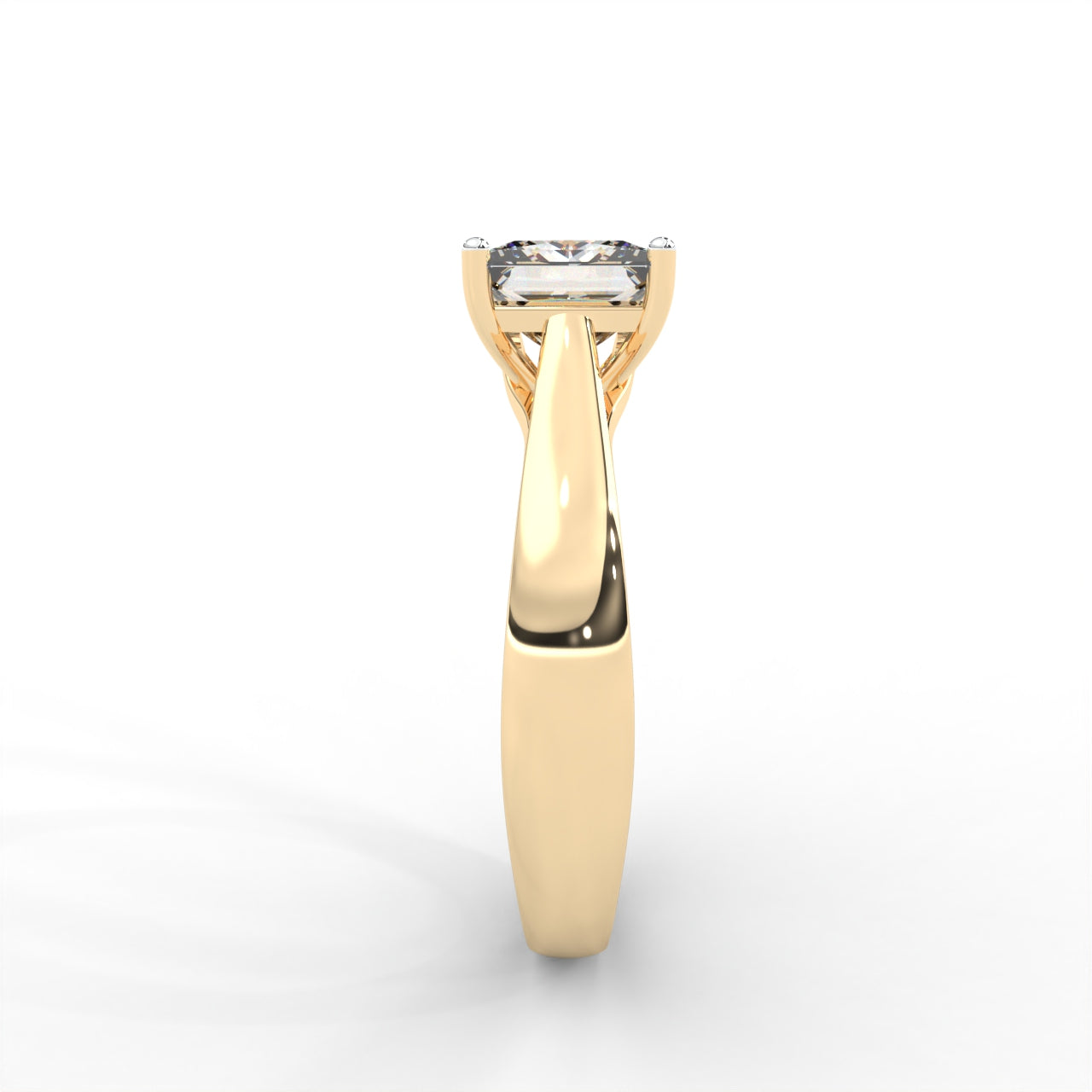 Princess Moissanite Four Prong Solitaire Ring - 1 CARAT in 14K White Gold Plated