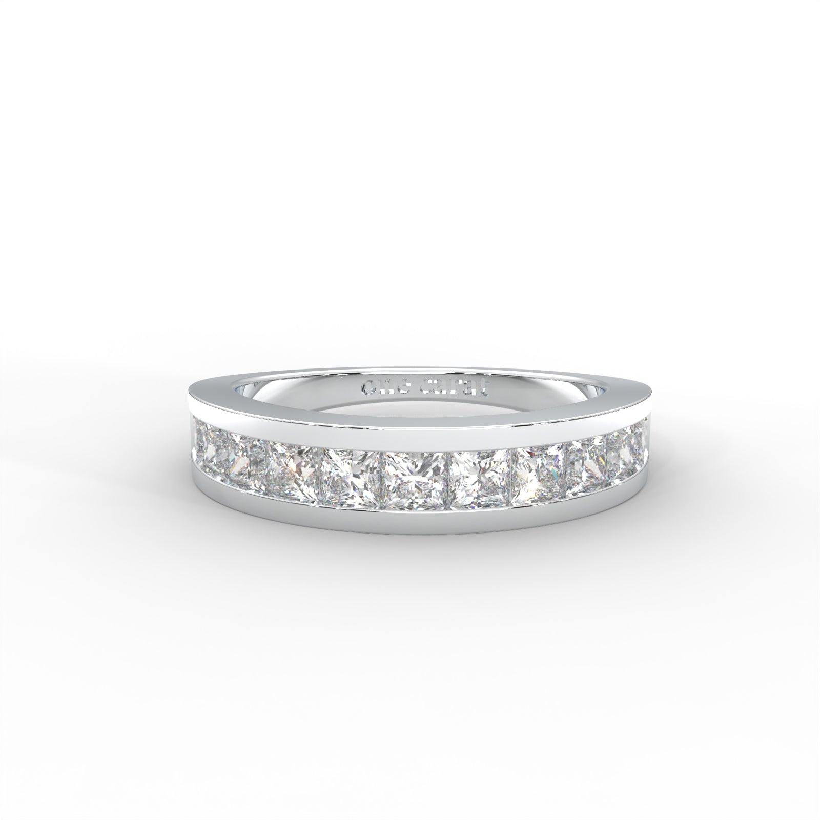 1 CARAT Square Moissanite Channel Set Anniversary Band Ring in 14K White Gold Plated