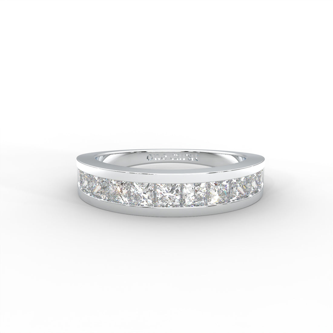 1 CARAT Square Moissanite Channel Set Anniversary Band Ring in 14K White Gold Plated