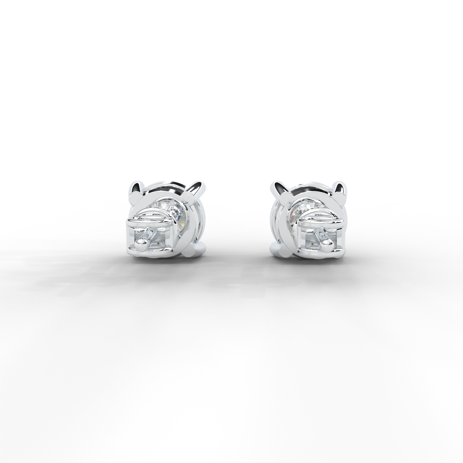 1 CARAT Round Moissanite Four Prong Screw-Back Earrings in 14K White Gold Plated