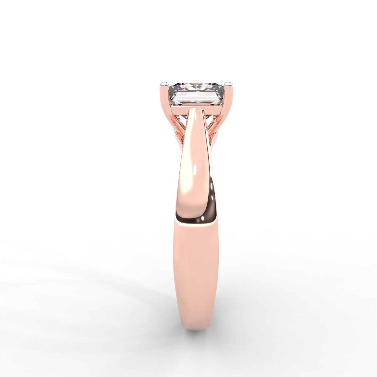 Princess Moissanite Four Prong Solitaire Ring - 1 CARAT in 14K White Gold Plated