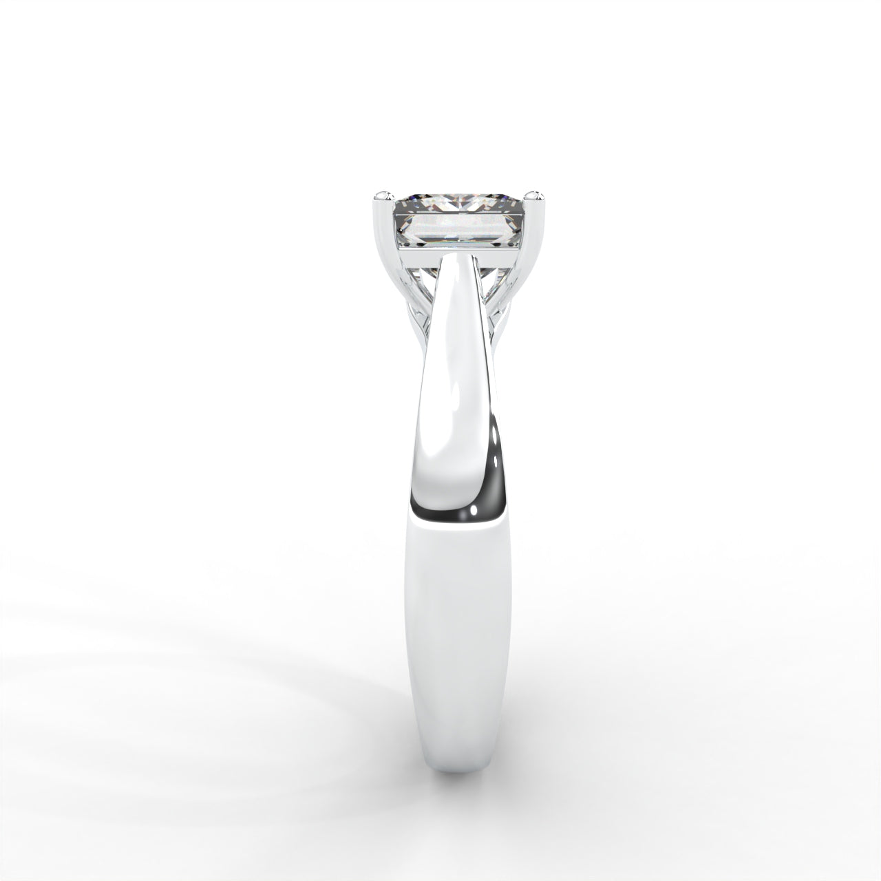 Princess Moissanite Four Prong Solitaire Ring - 1 CARAT in 14K White Gold Plated