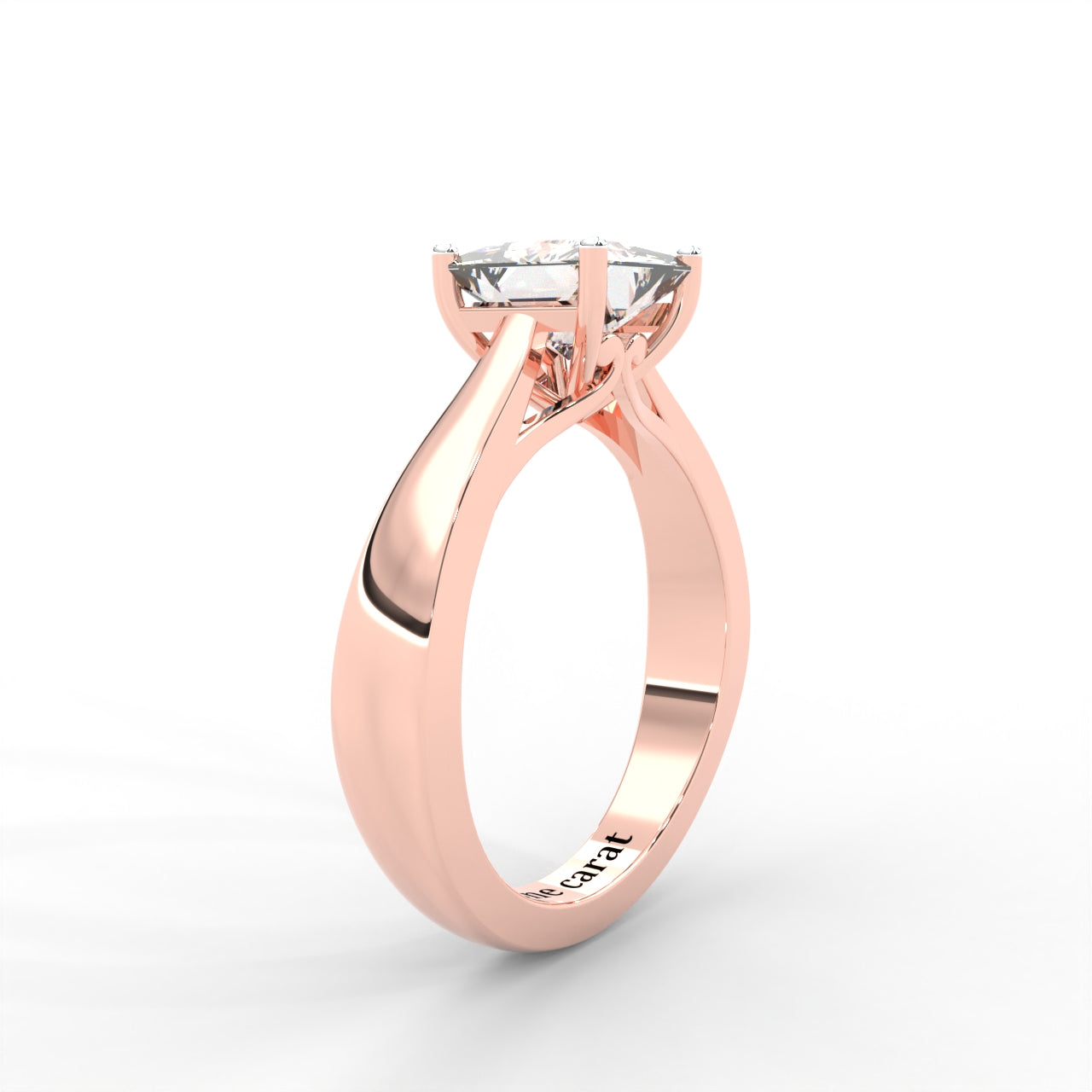 Princess Moissanite Four Prong Solitaire Ring - 1 CARAT in 14K White Gold Plated