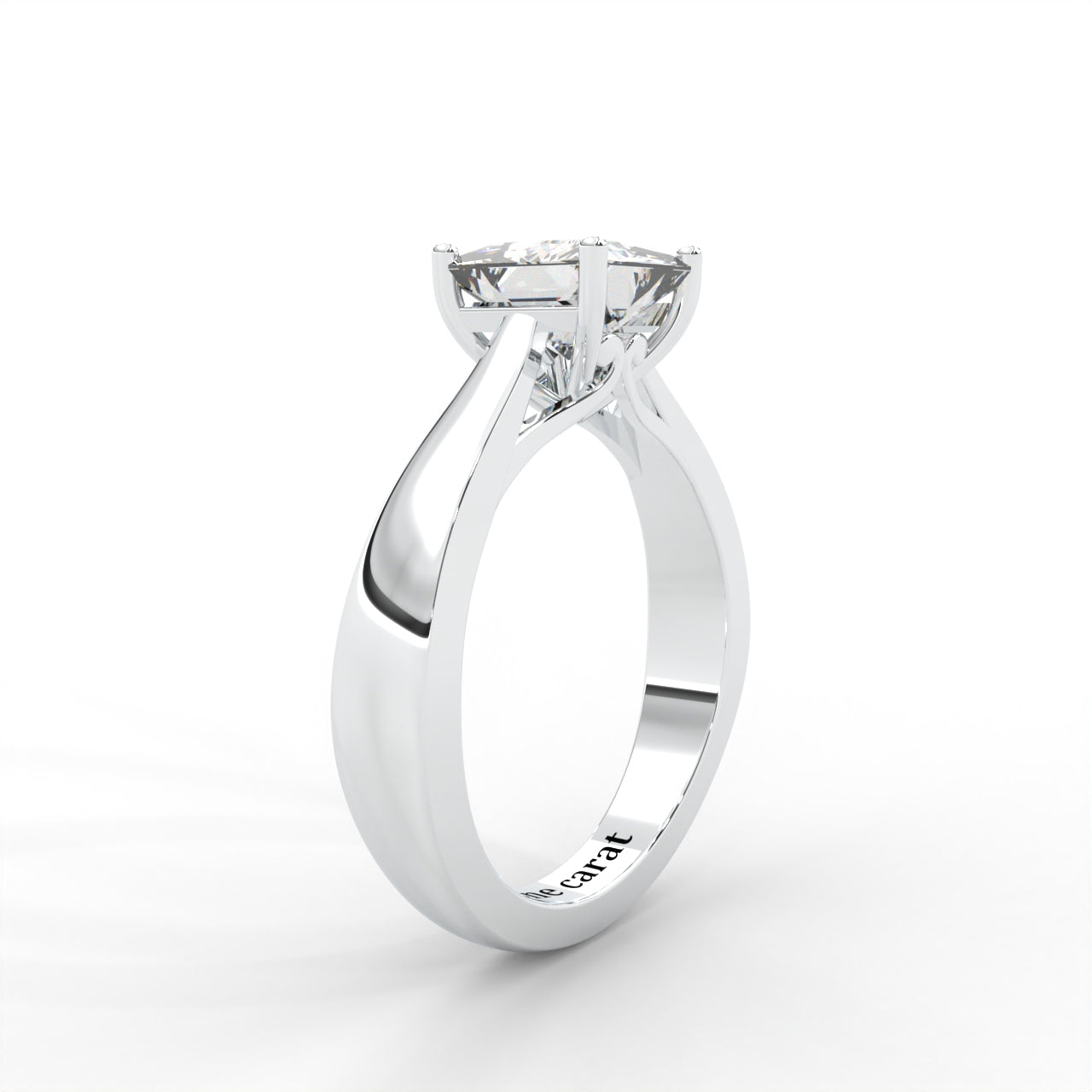 Princess Moissanite Four Prong Solitaire Ring - 1 CARAT in 14K White Gold Plated