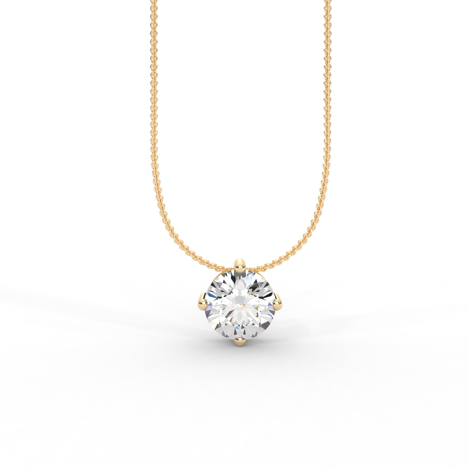 Round Moissanite Solitaire Pendant - 1 CARAT in 14K Yellow Gold Plated