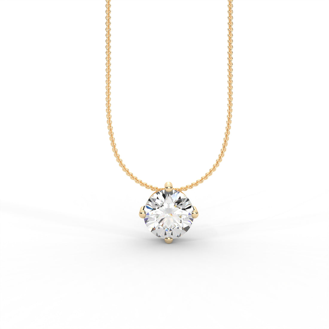 Round Moissanite Solitaire Pendant - 1 CARAT in 14K Yellow Gold Plated
