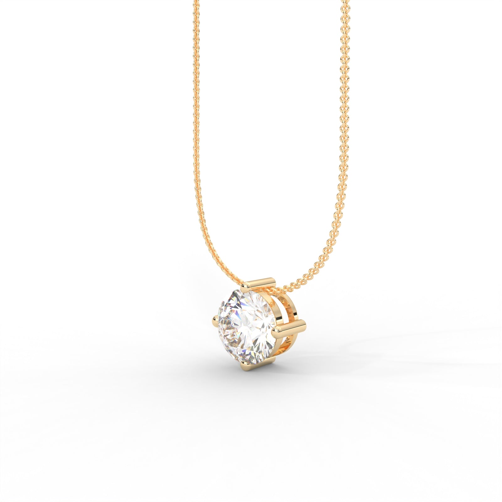 Round Moissanite Solitaire Pendant - 1 CARAT in 14K Yellow Gold Plated