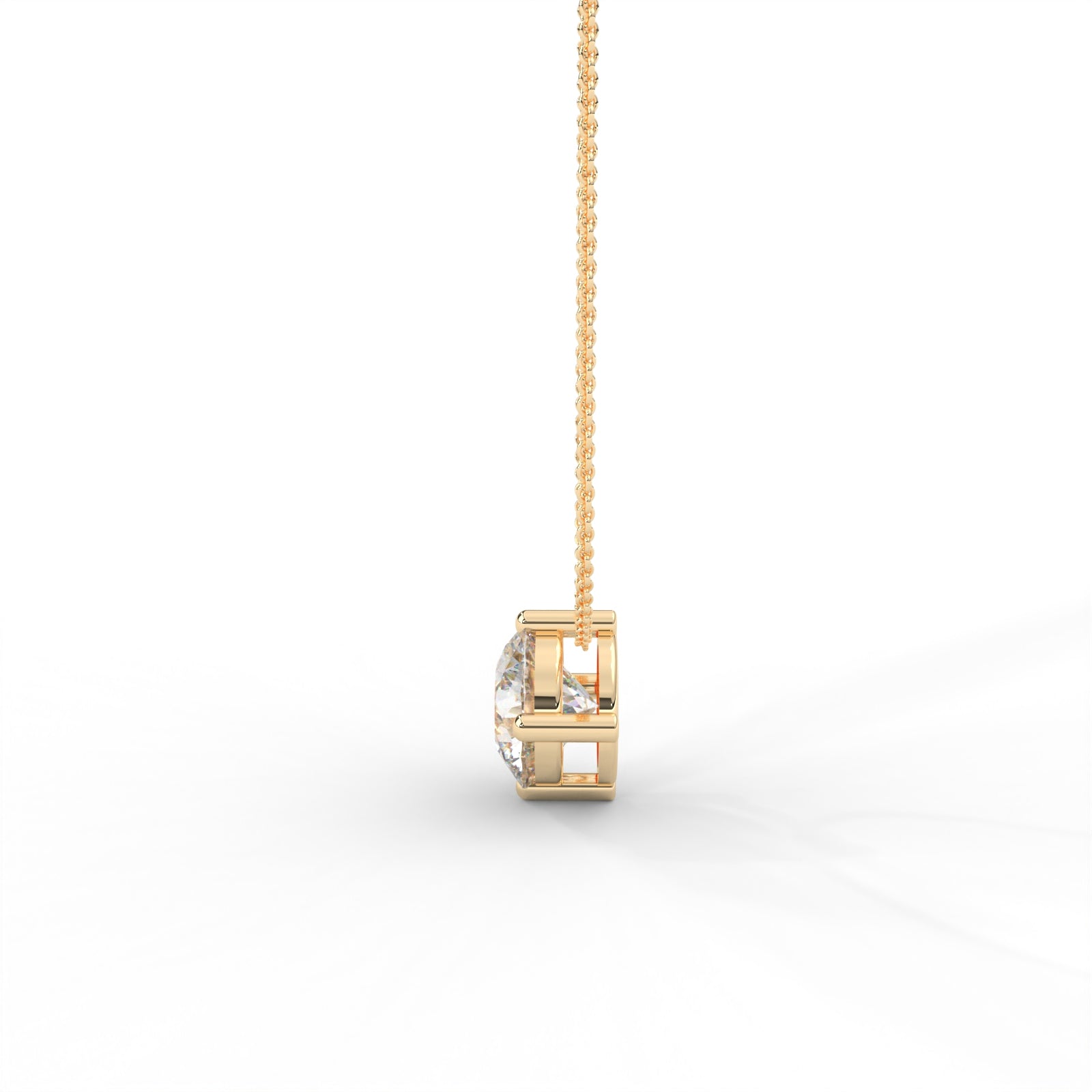 Round Moissanite Solitaire Pendant - 1 CARAT in 14K Yellow Gold Plated