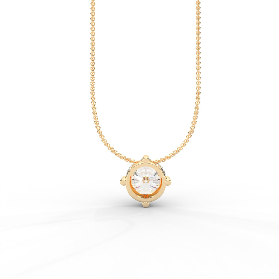 Round Moissanite Solitaire Pendant - 1 CARAT in 14K Yellow Gold Plated