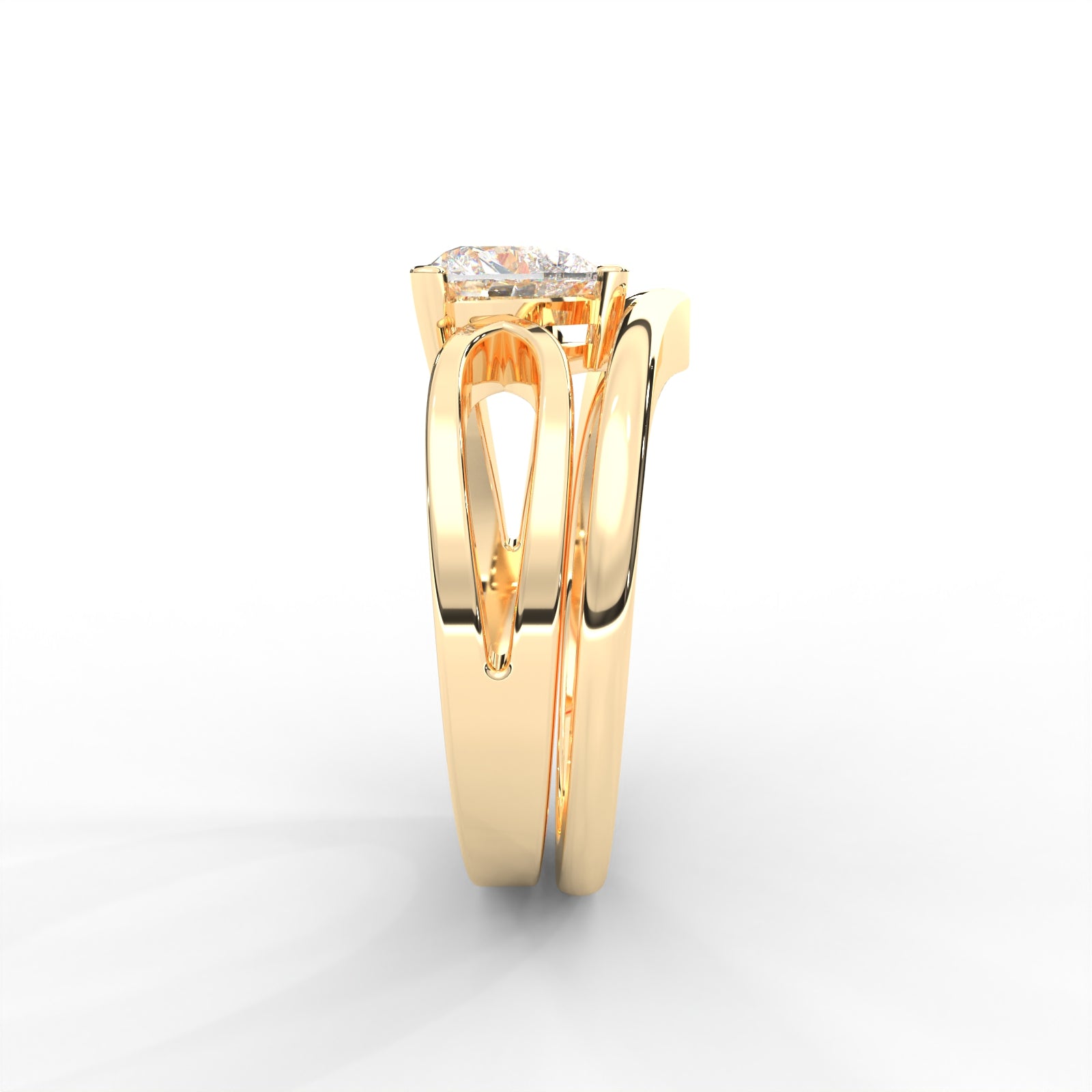 0.80 CARAT Heart Moissanite Split Shank Solitaire Bridal Set Ring in 14K White Gold Plated