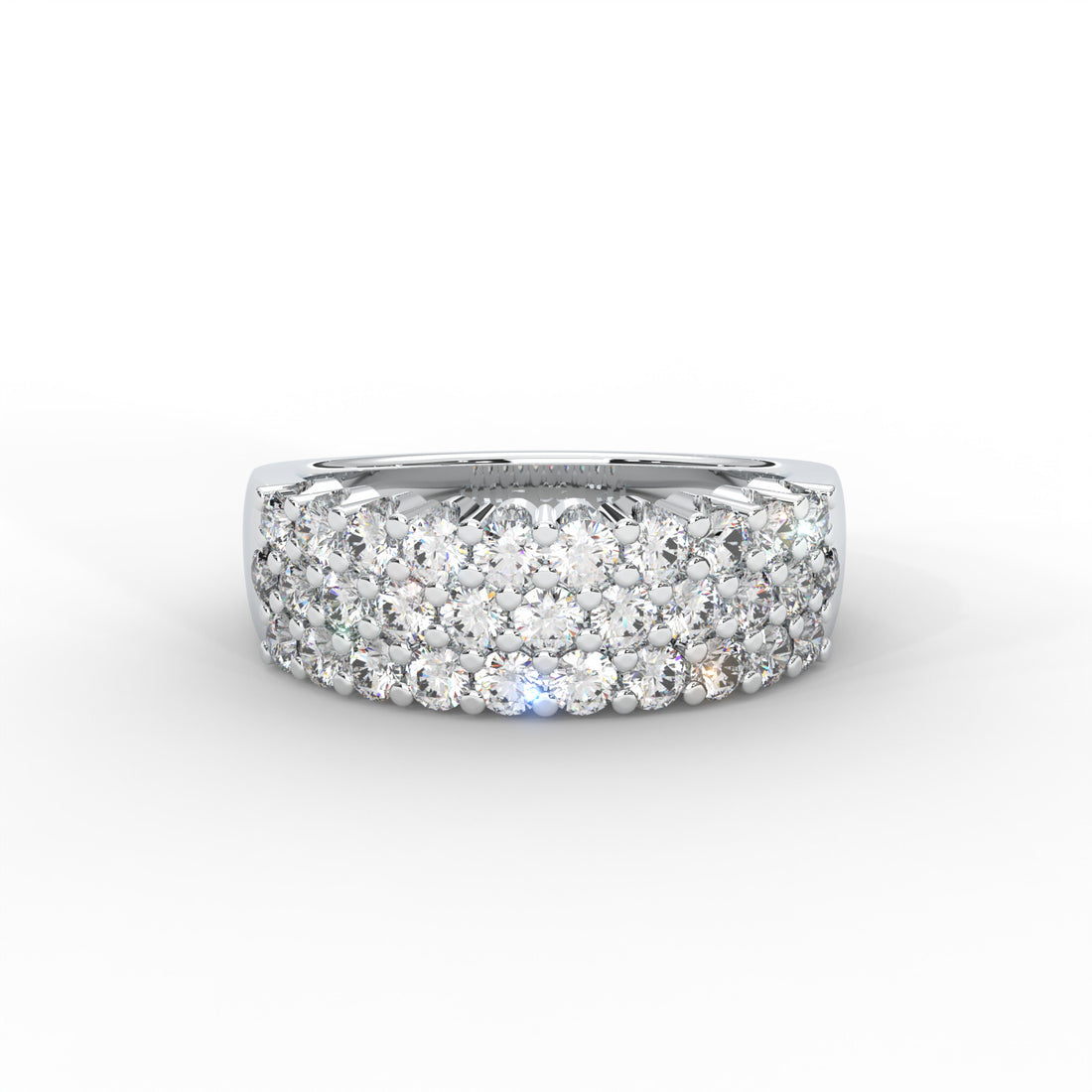 0.93 CARAT Round Moissanite Three Row Pave Anniversary Band in 14K Yellow Gold Plated