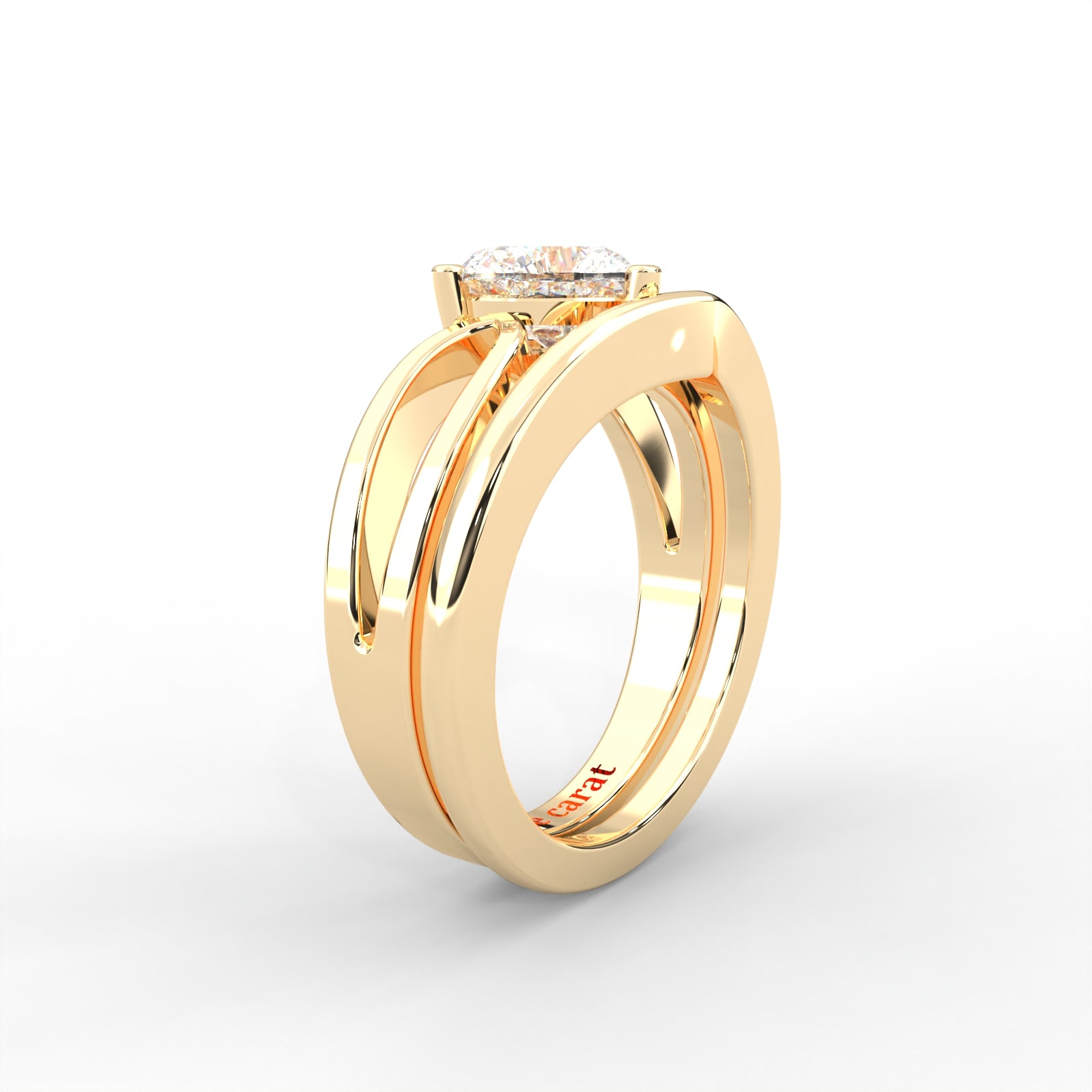 0.80 CARAT Heart Moissanite Split Shank Solitaire Bridal Set Ring in 14K White Gold Plated