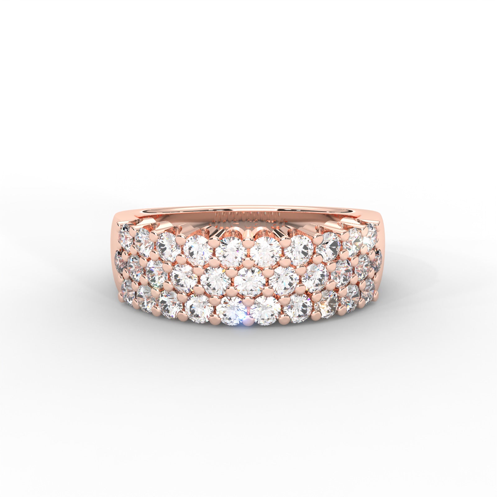 0.93 CARAT Round Moissanite Three Row Pave Anniversary Band in 14K Yellow Gold Plated