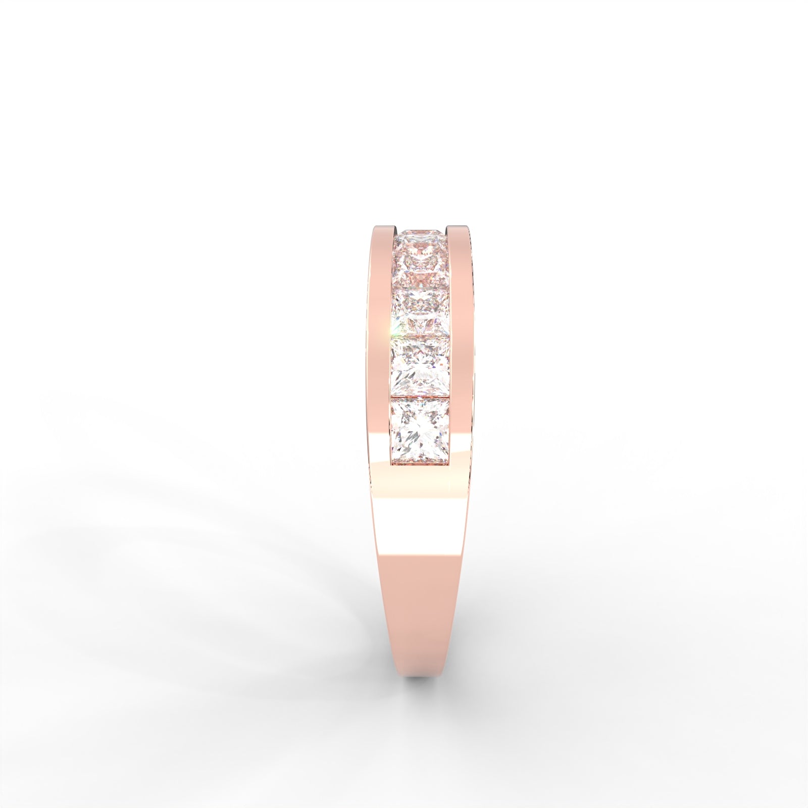 1 CARAT Square Moissanite Channel Set Anniversary Band Ring in 14K White Gold Plated