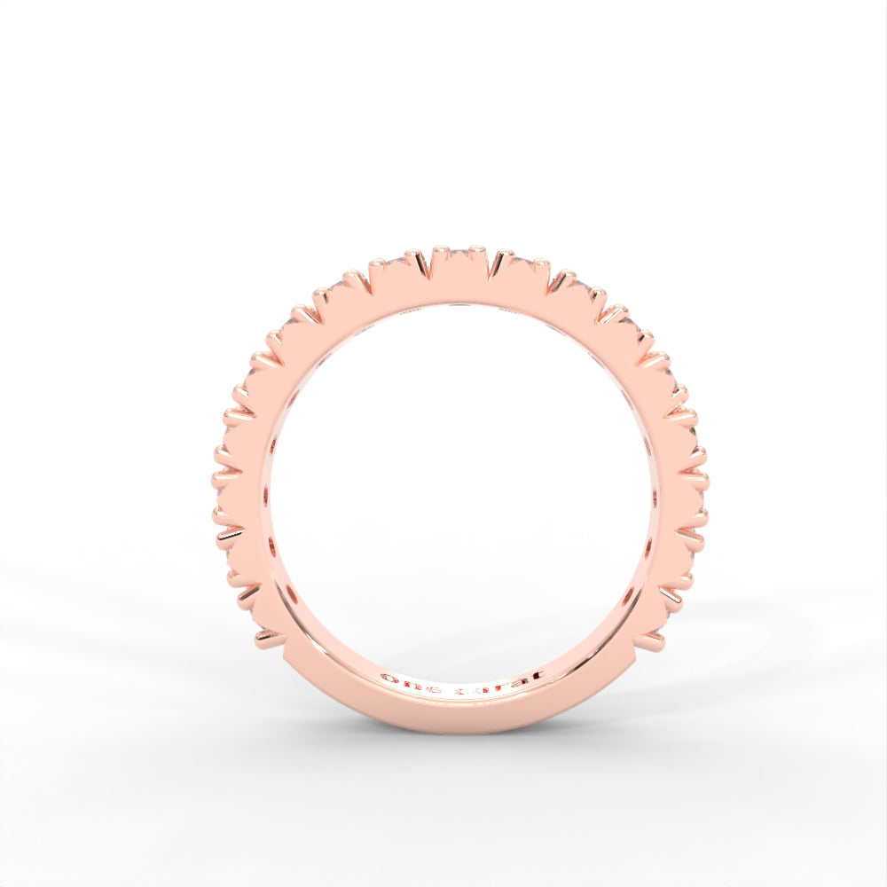 1 CARAT DEW Round Moissanite French Pave Anniversary Band in 14K White Gold Plated