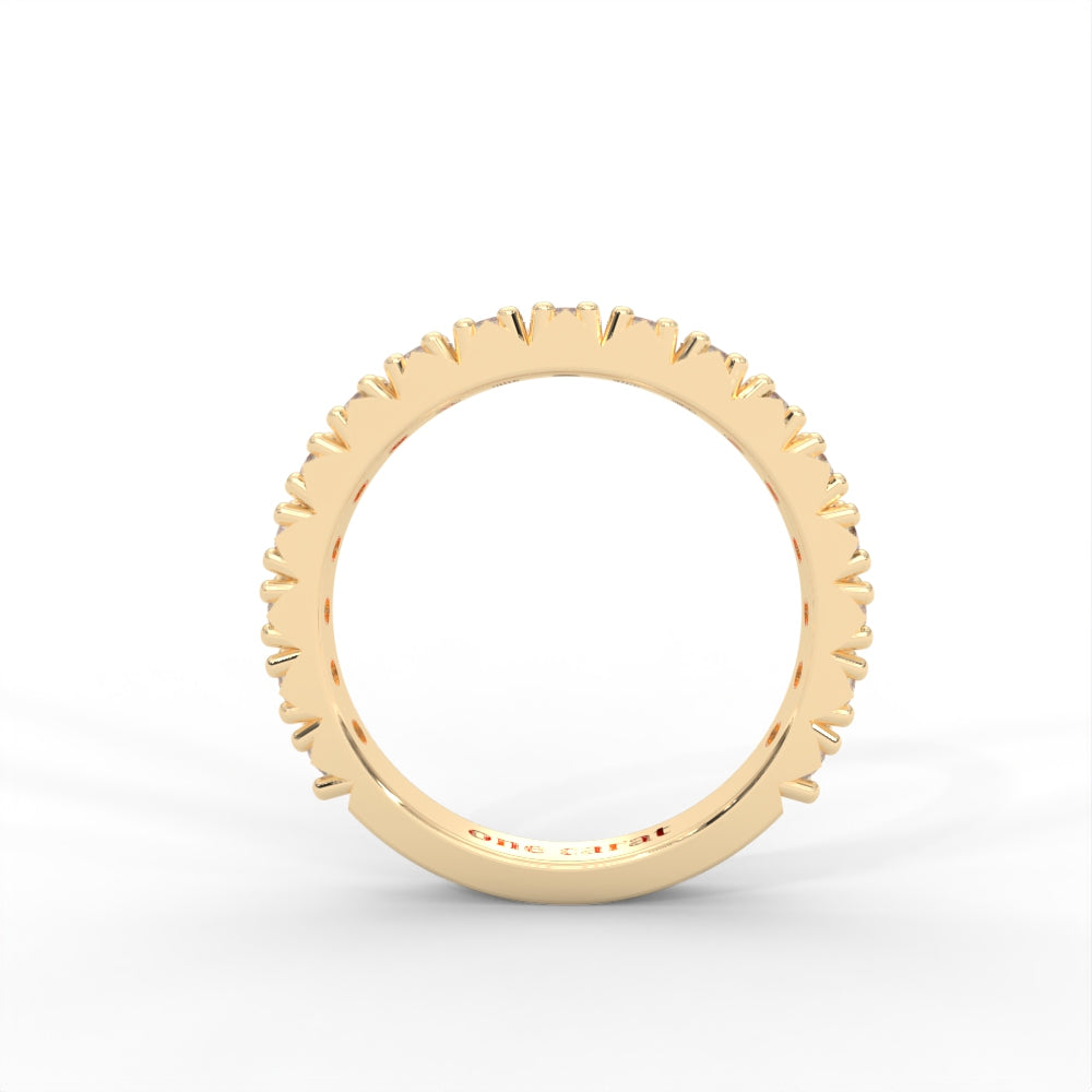 1 CARAT DEW Round Moissanite French Pave Anniversary Band in 14K White Gold Plated