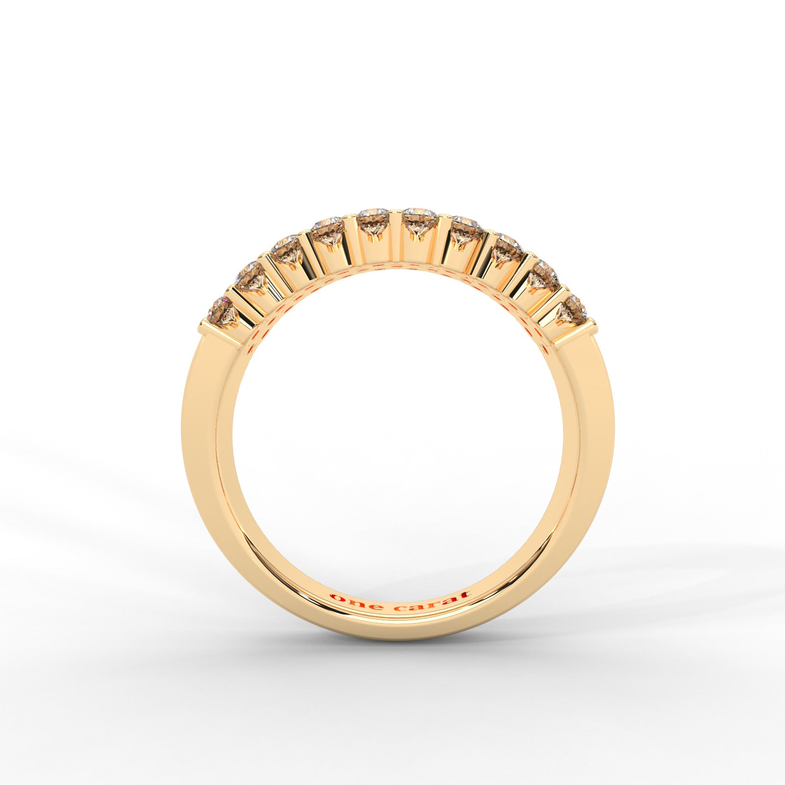 0.93 CARAT Round Moissanite Three Row Pave Anniversary Band in 14K Yellow Gold Plated