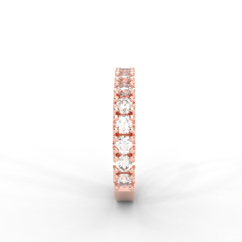 1 CARAT DEW Round Moissanite French Pave Anniversary Band in 14K White Gold Plated