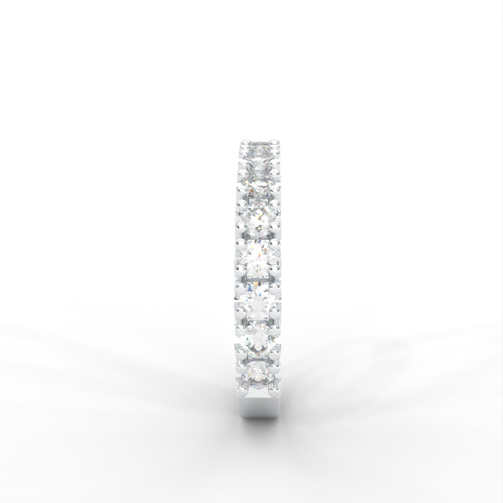 1 CARAT DEW Round Moissanite French Pave Anniversary Band in 14K White Gold Plated