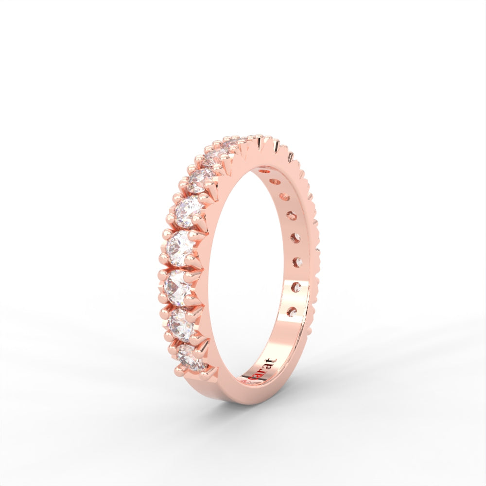 1 CARAT DEW Round Moissanite French Pave Anniversary Band in 14K White Gold Plated