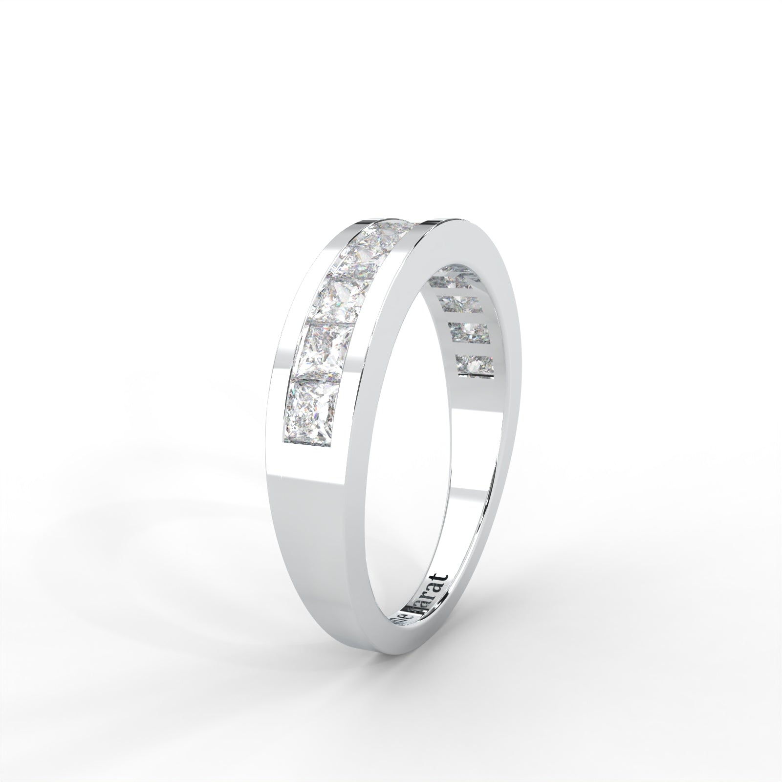 1 CARAT Square Moissanite Channel Set Anniversary Band Ring in 14K White Gold Plated