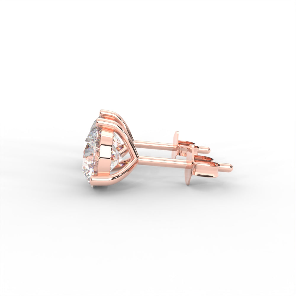 1 CARAT Round  Moissanite Three Prong Martini Solitaire Stud Earrings in 14K White Gold Plated