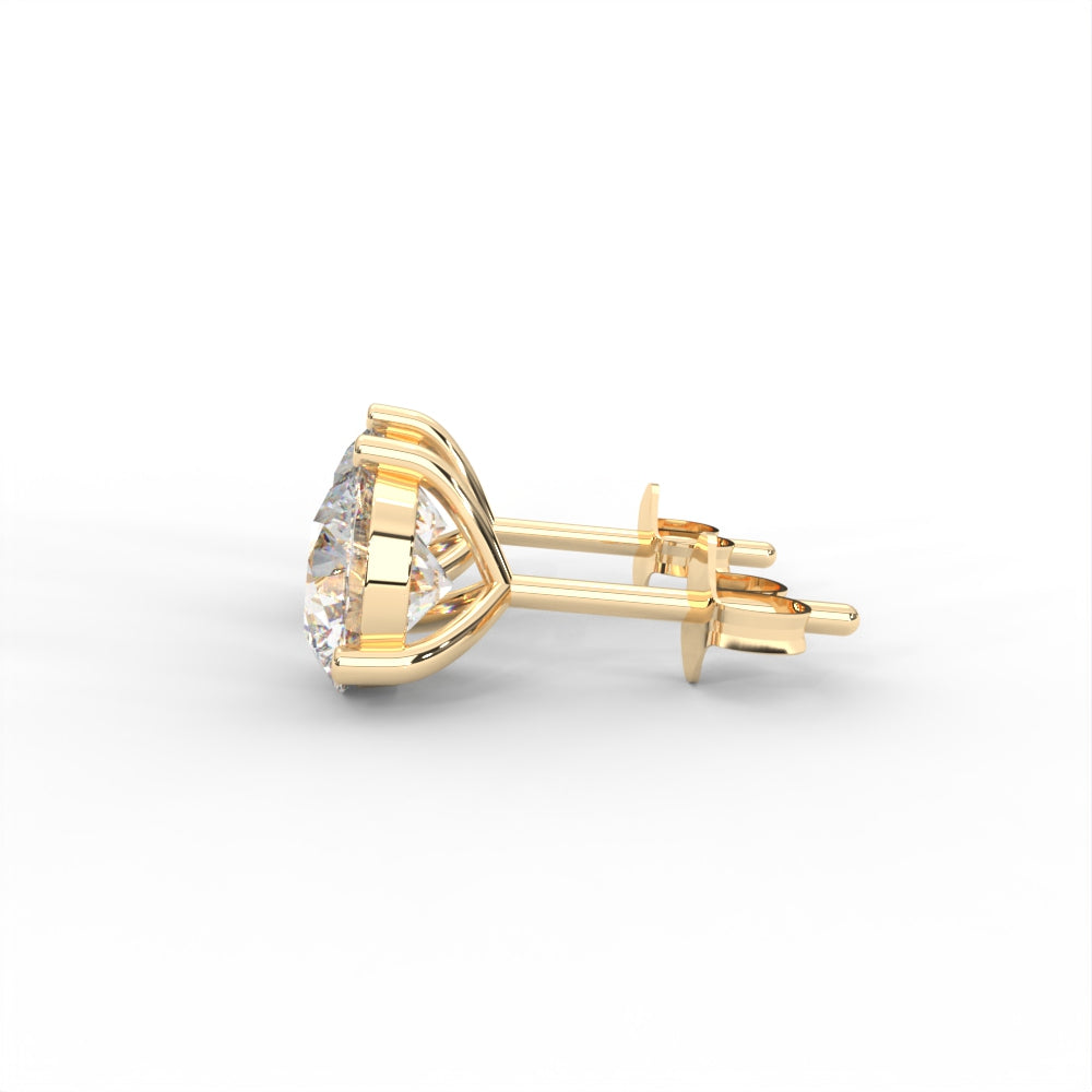 1 CARAT Round  Moissanite Three Prong Martini Solitaire Stud Earrings in 14K White Gold Plated