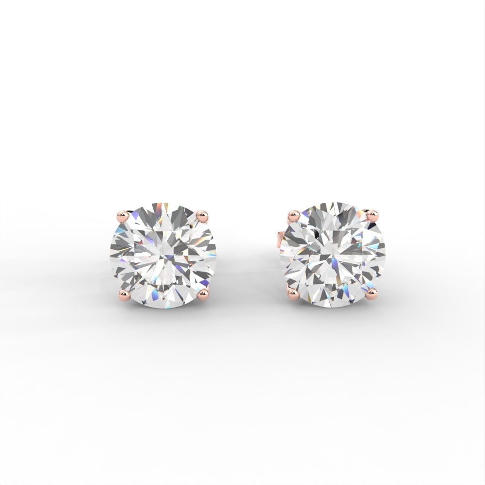 1 CARAT Round Moissanite Four Prong Martini Solitaire Stud Earrings in 14K Yellow Gold Plated