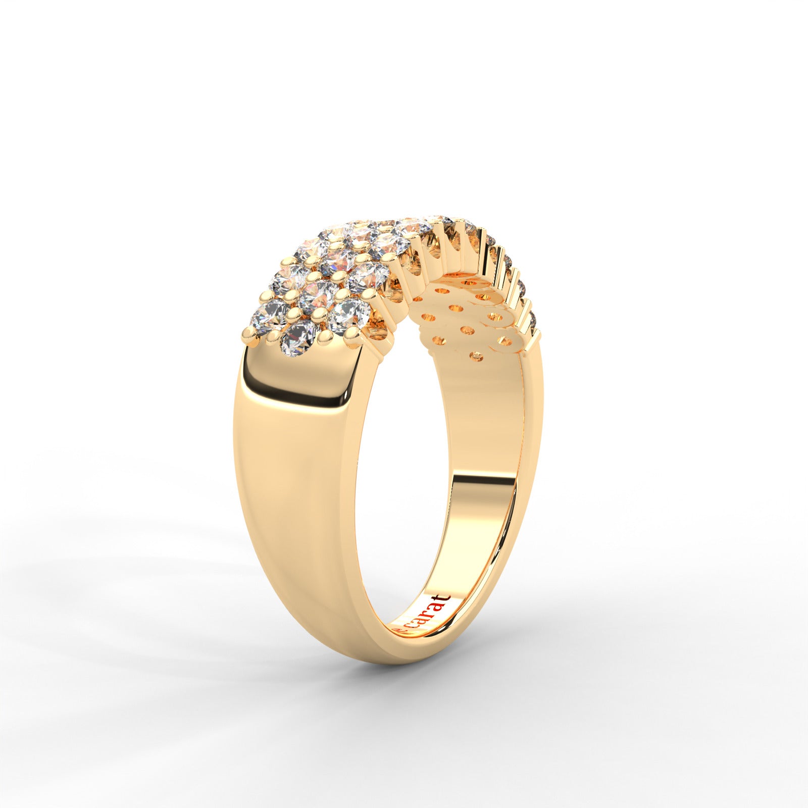 0.93 CARAT Round Moissanite Three Row Pave Anniversary Band in 14K Yellow Gold Plated