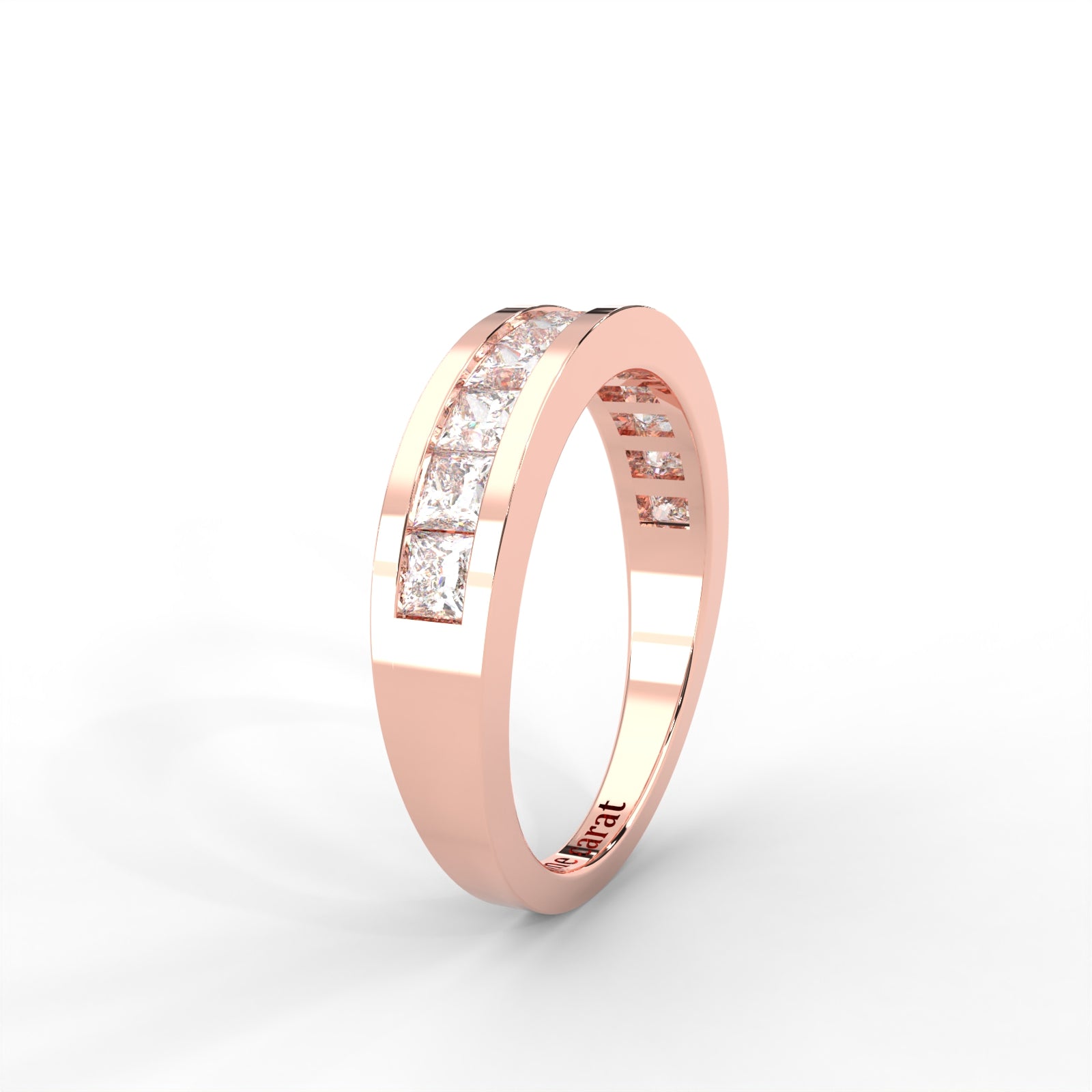 1 CARAT Square Moissanite Channel Set Anniversary Band Ring in 14K White Gold Plated