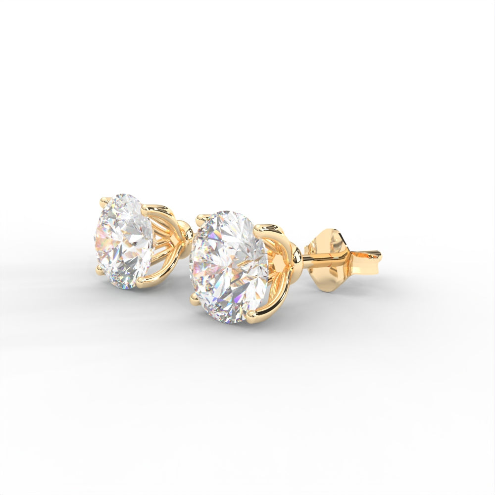 1 CARAT Round Moissanite Four Prong Martini Solitaire Stud Earrings in 14K Yellow Gold Plated