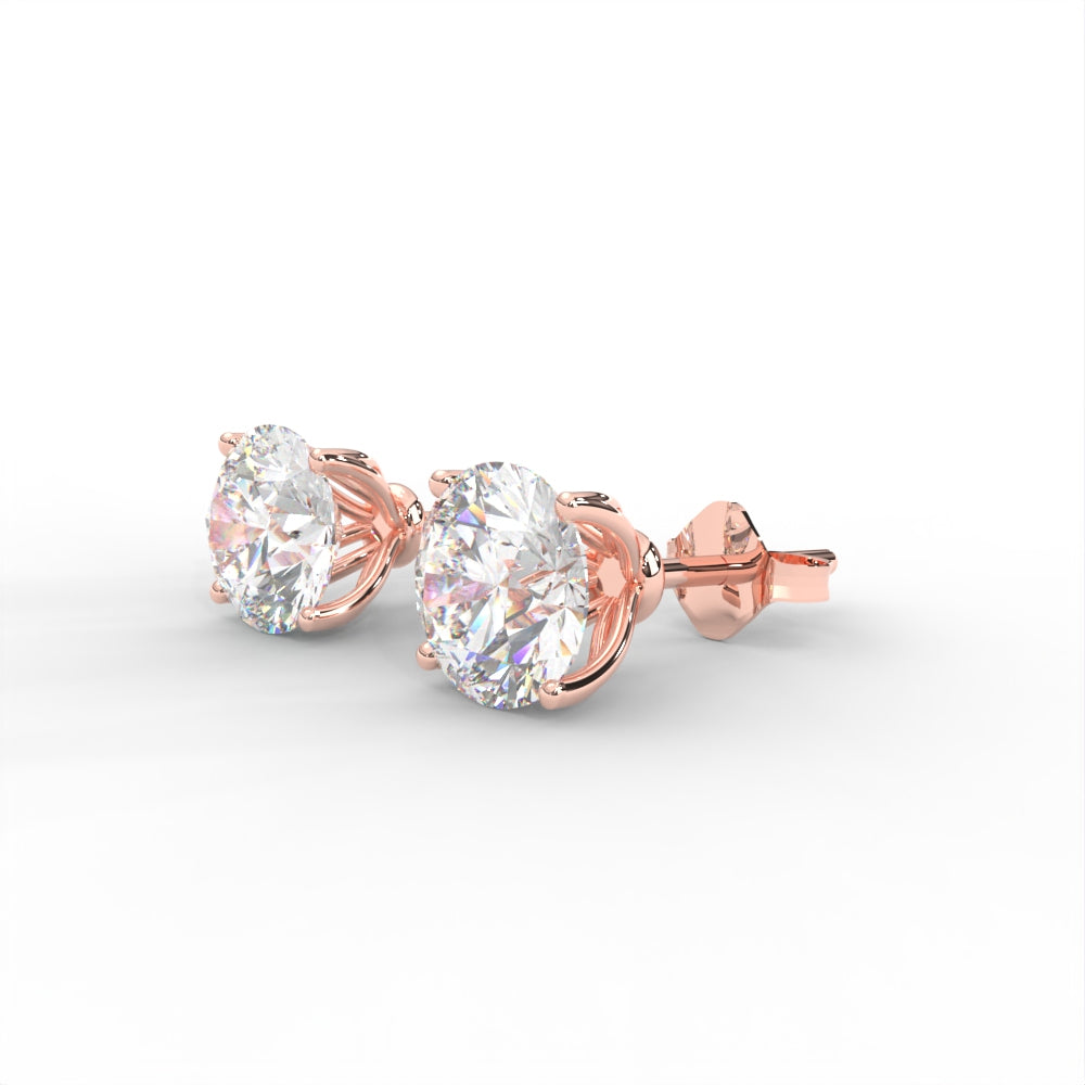 1 CARAT Round Moissanite Four Prong Martini Solitaire Stud Earrings in 14K Yellow Gold Plated