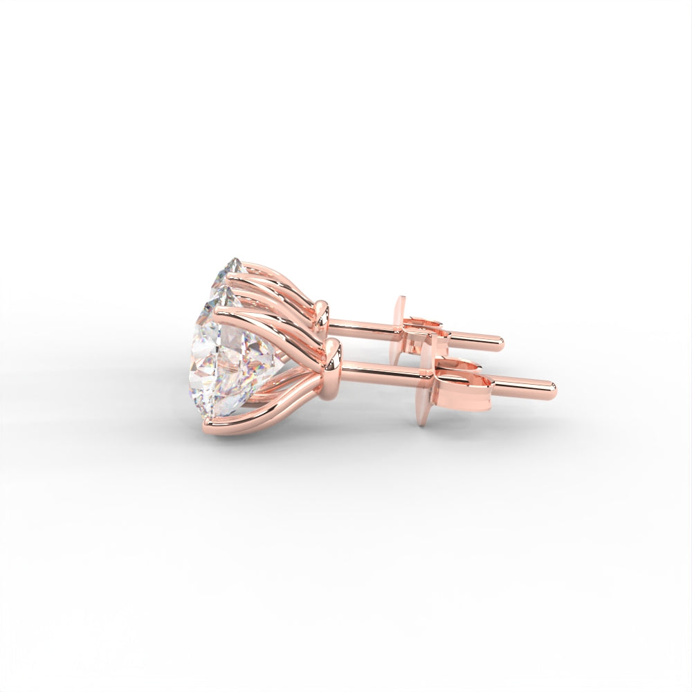 1 CARAT Round Moissanite Four Prong Martini Solitaire Stud Earrings in 14K Yellow Gold Plated