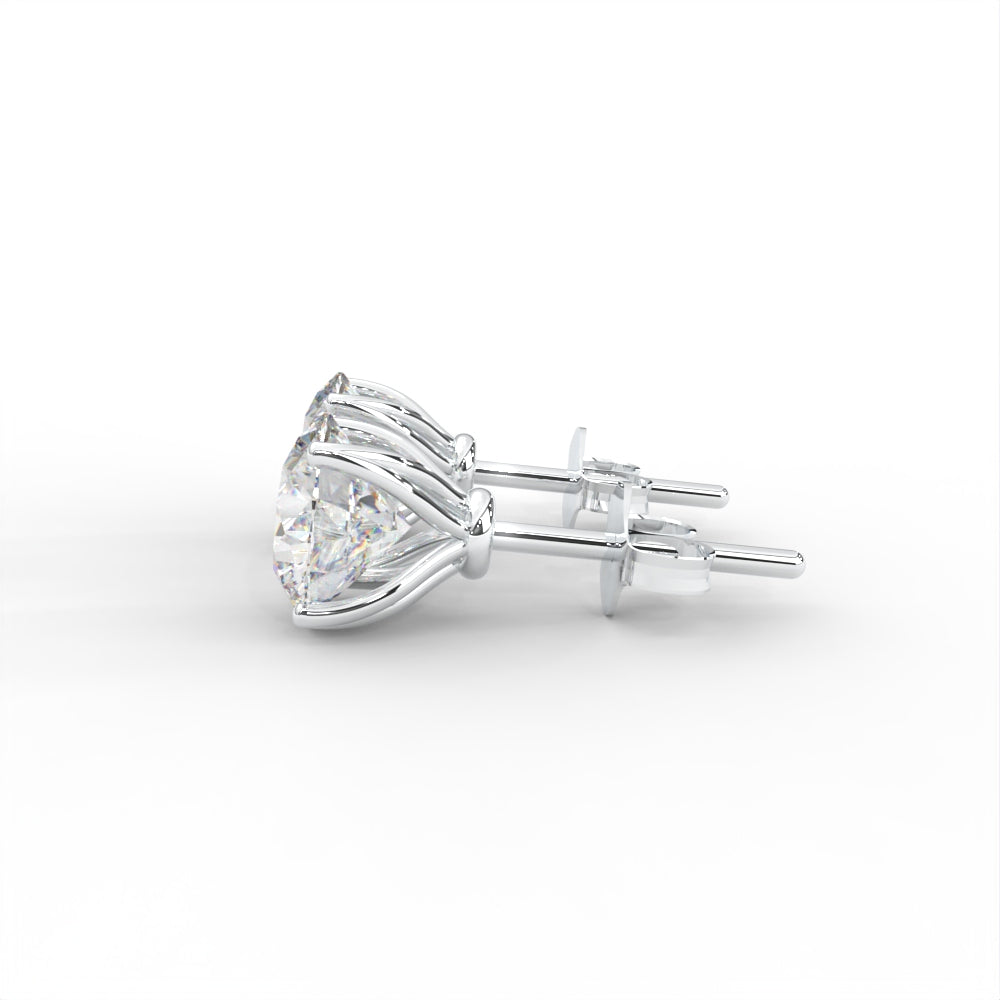 1 CARAT Round Moissanite Four Prong Martini Solitaire Stud Earrings in 14K Yellow Gold Plated