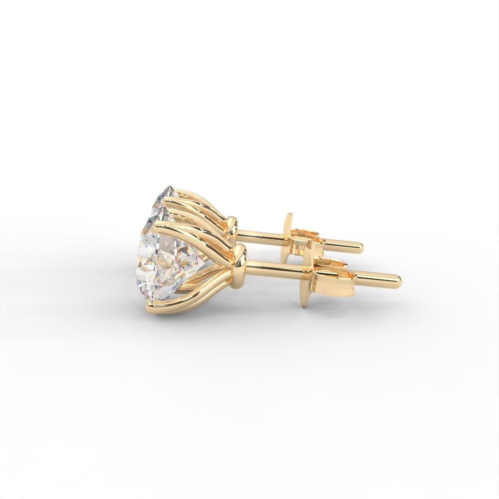 1 CARAT Round Moissanite Four Prong Martini Solitaire Stud Earrings in 14K Yellow Gold Plated