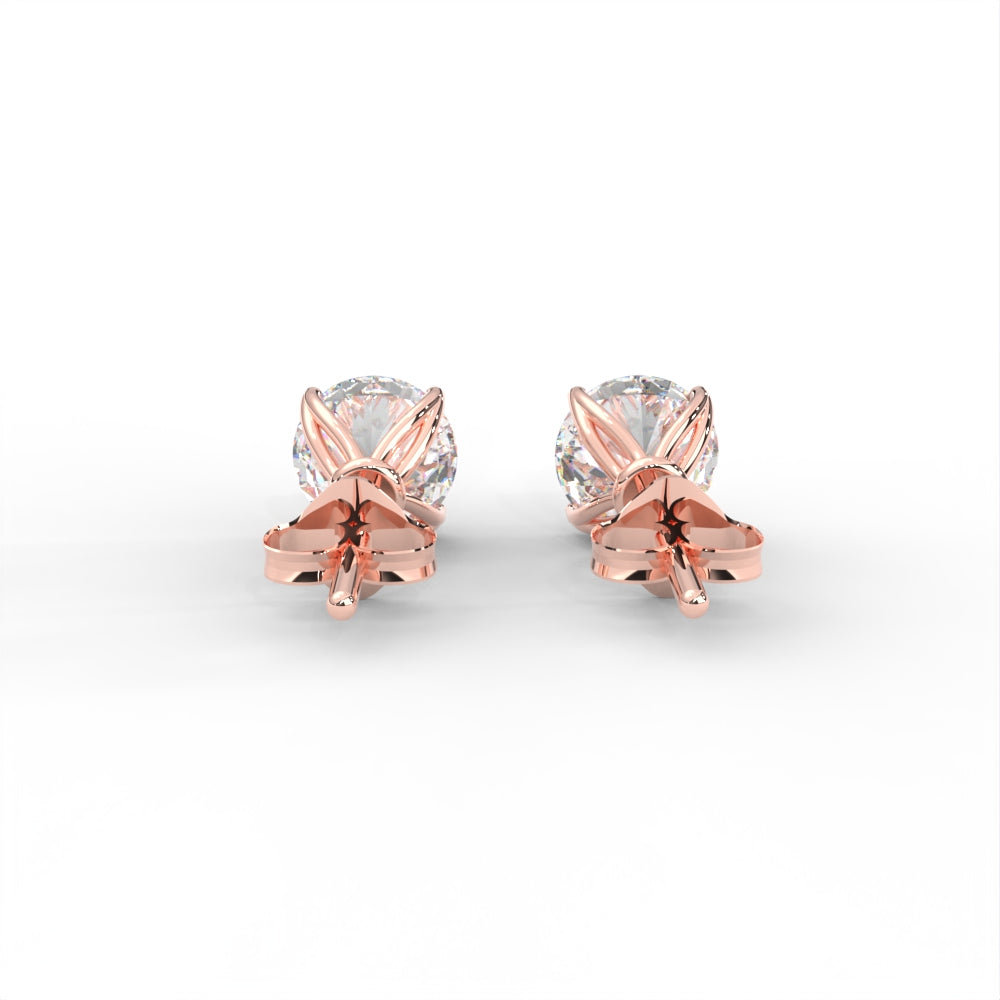 1 CARAT Round Moissanite Four Prong Martini Solitaire Stud Earrings in 14K Yellow Gold Plated